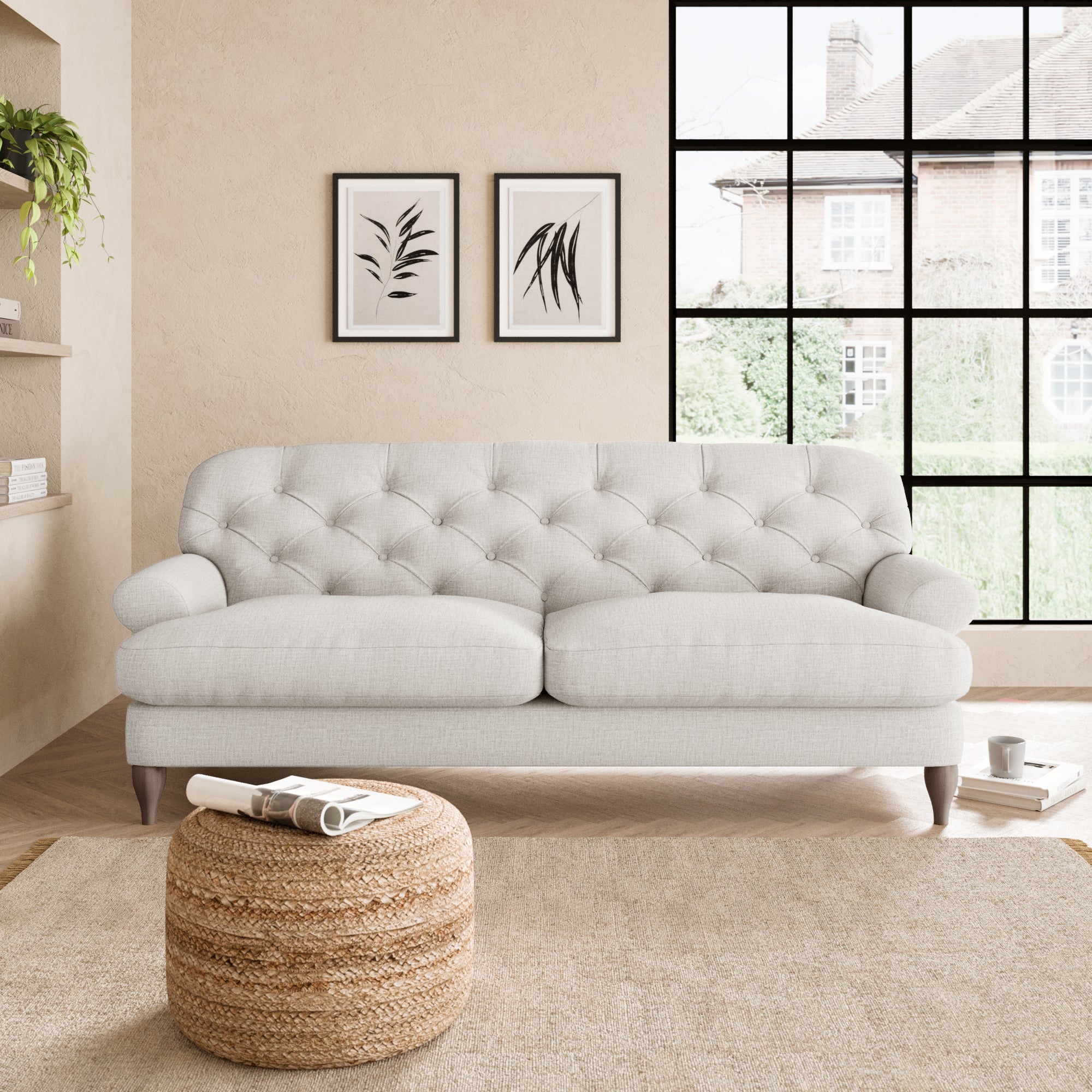 Canterbury Textured Weave 3 Seater Sofa Grey