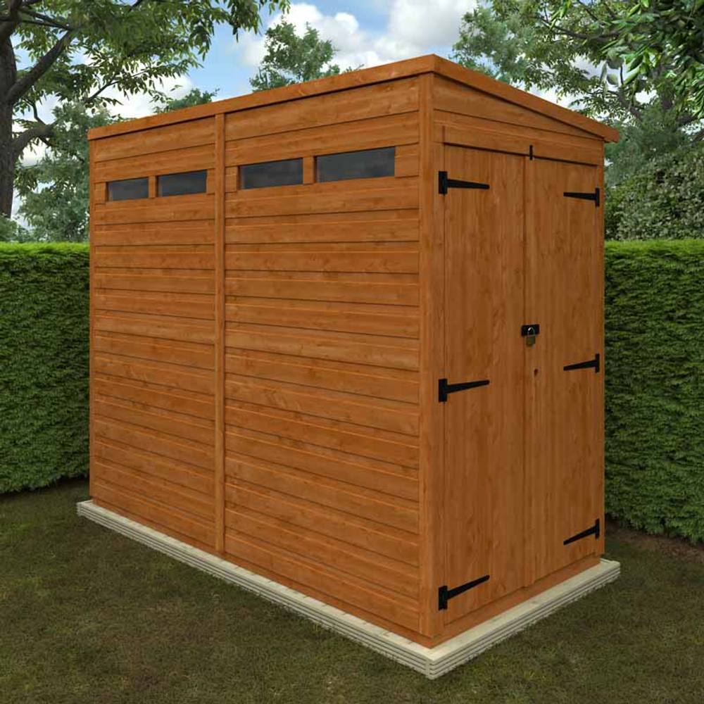 Buttercup Farm 8x4 Flex Pent Security Doubel Door 12mm Flex - L238.8 x W115 x H203 cm in Burnt Orange 2