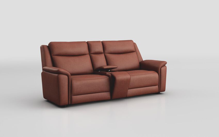 Brown Savio 3 Seater Sofa with Console