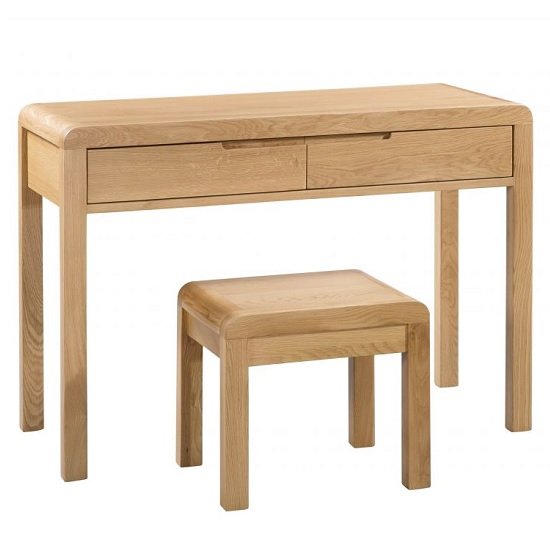 Marne Wooden Dressing Table And Stool In Oak