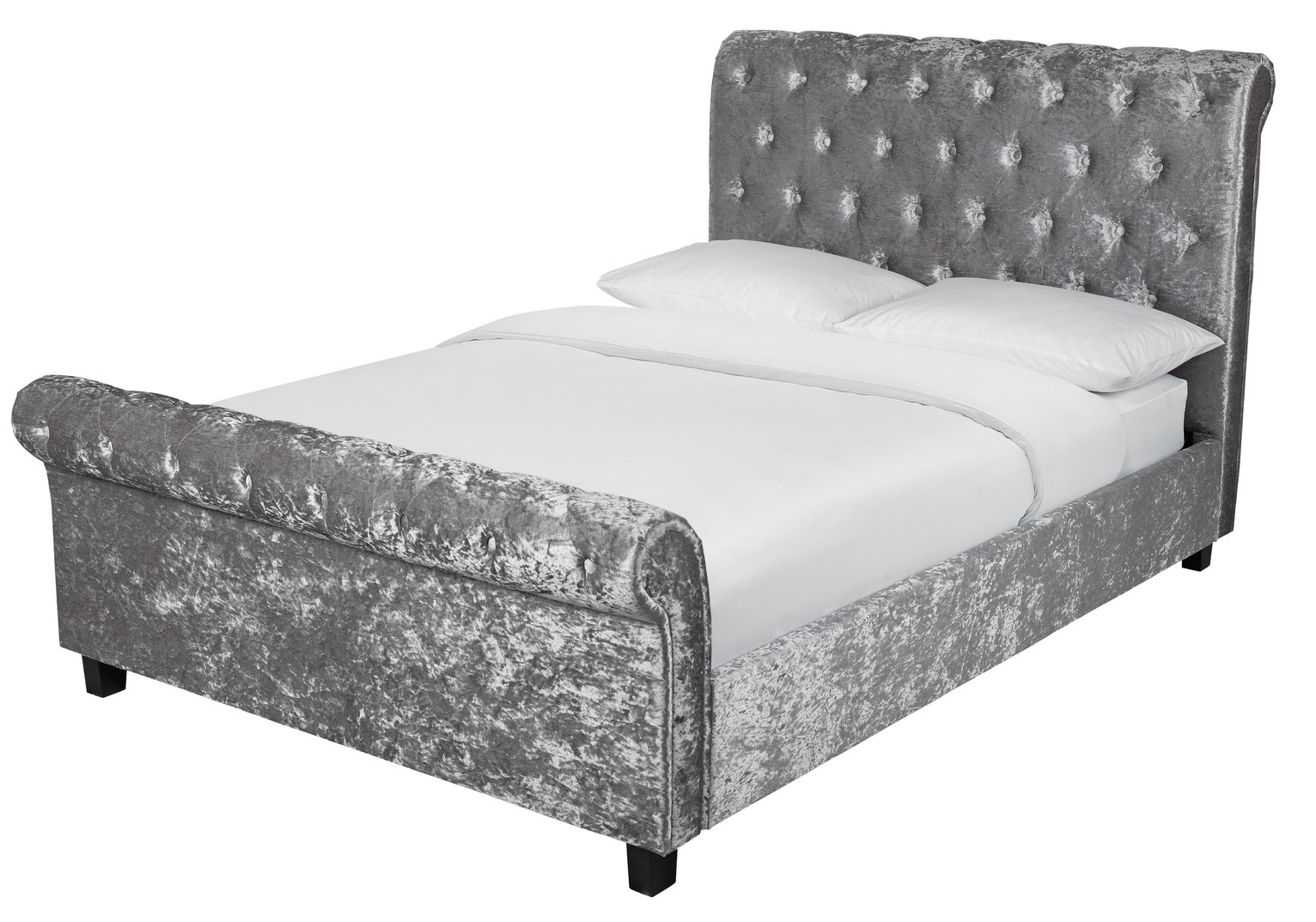 Argos Home Penelope Crushed Velvet Double Bed Frame - Silver