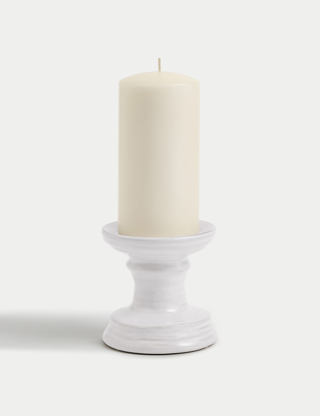 M&S Ceramic Pillar Candle Holder White