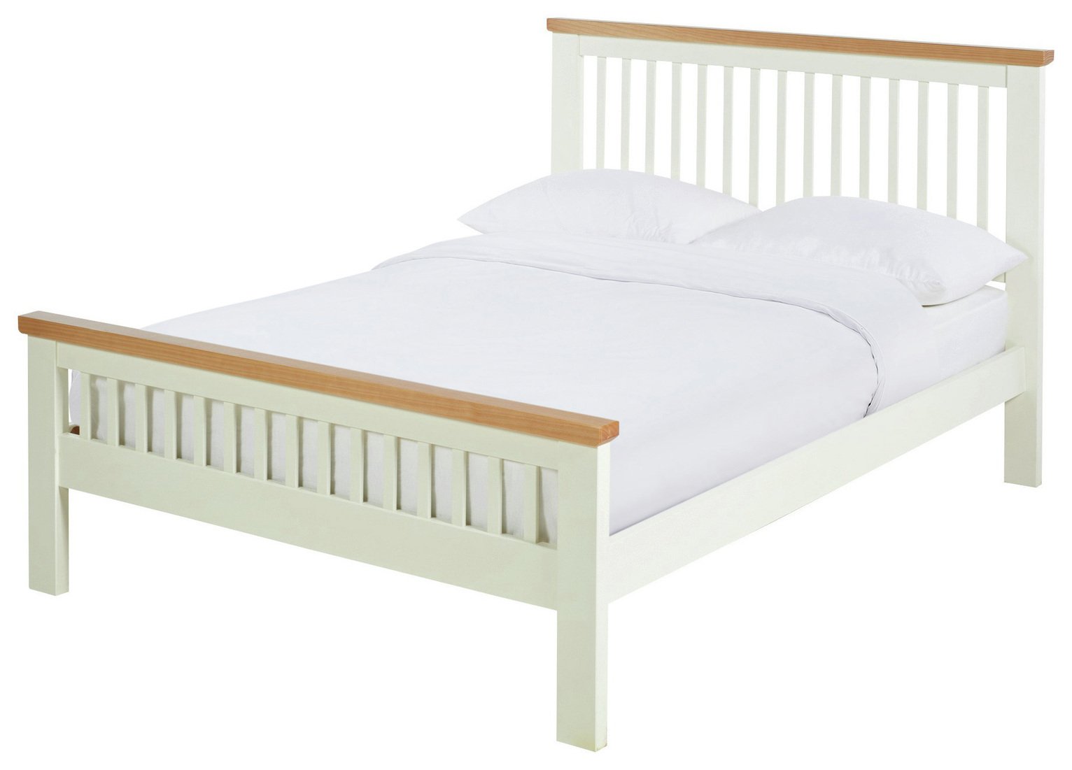 Argos Home Aubrey Superking Bed Frame - Cream and Wood