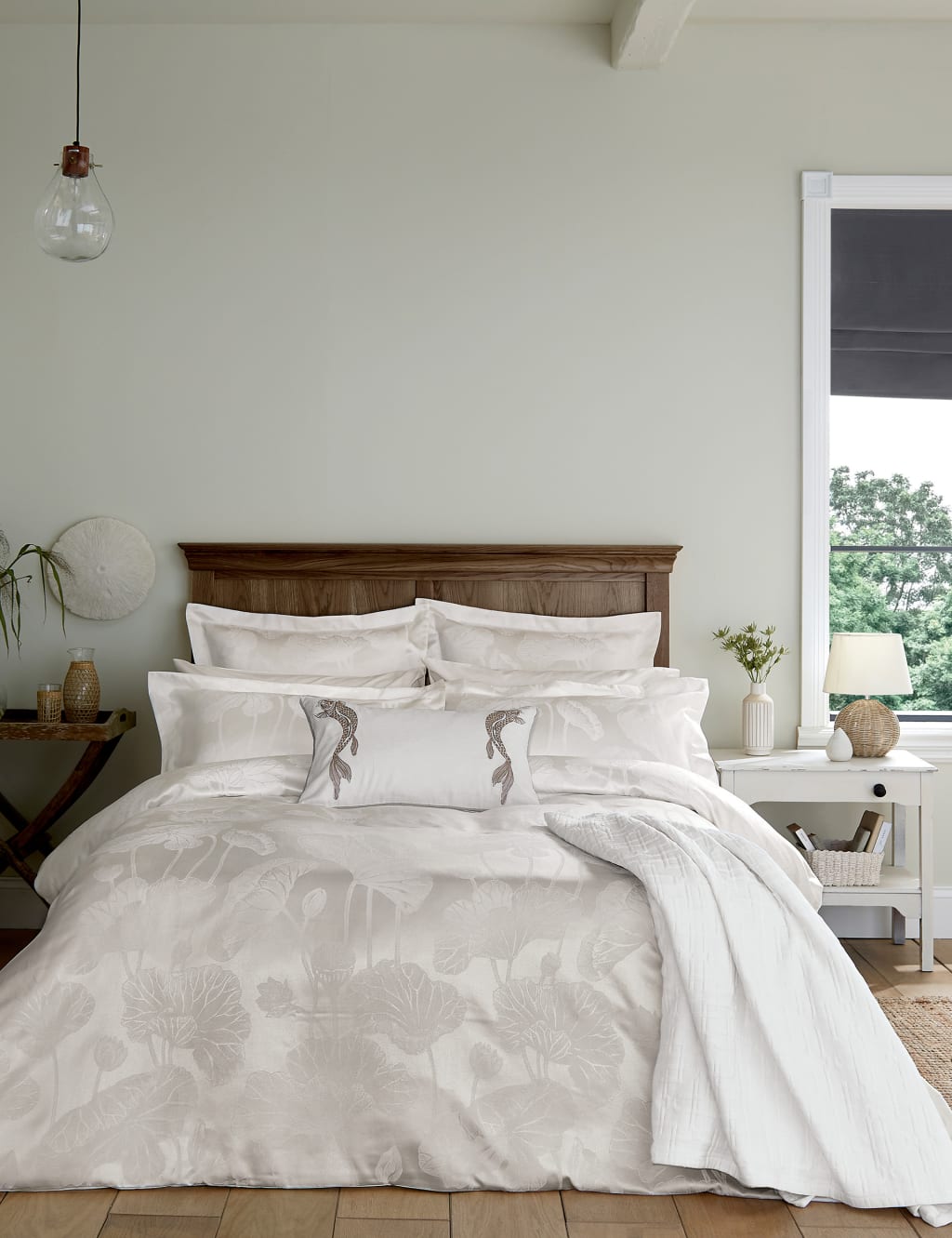 Sanderson Cotton Rich Lotus Leaf Duvet Cover Ivory