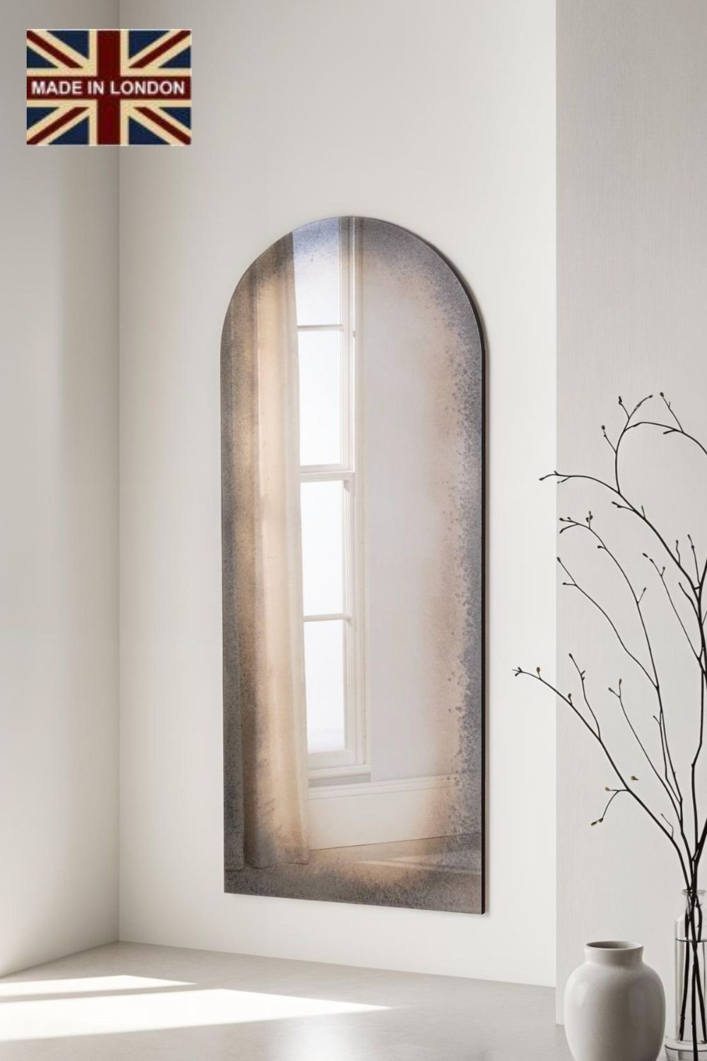 Yearn Mirrors Tribeca Arched Full Length Antiqued Mirror in Black