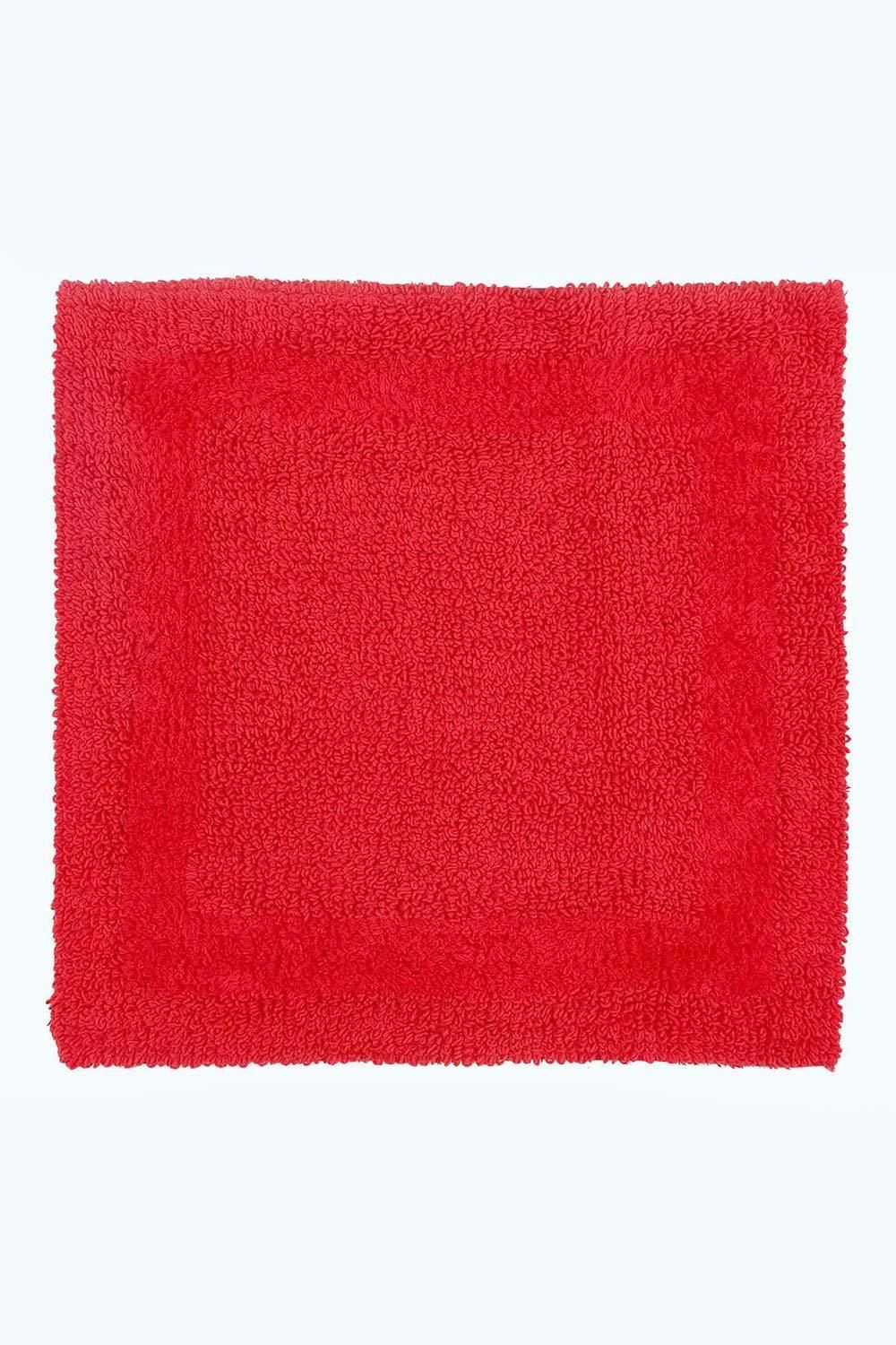 Homescapes Luxury Square Bath Mat 1600GSM 100% Cotton Reversible Shower Mat, 50cm in Red
