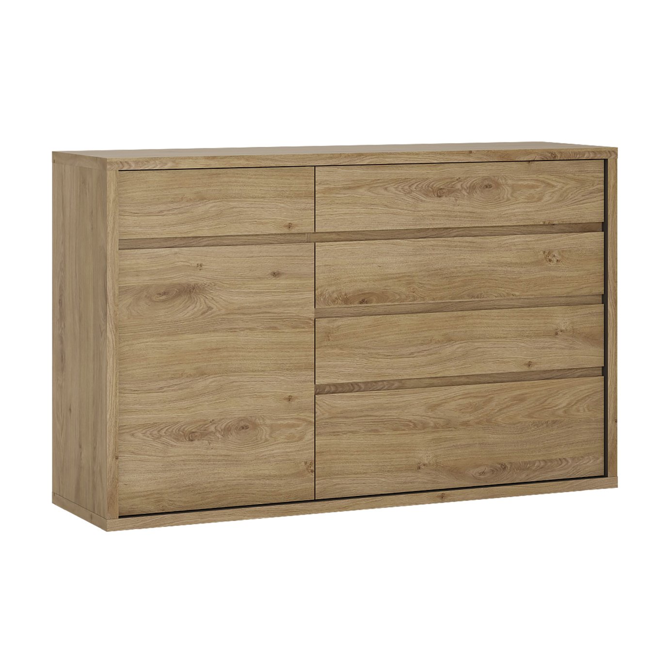 Clifford 1 Door 5 Drawer Sideboard - Oak Effect
