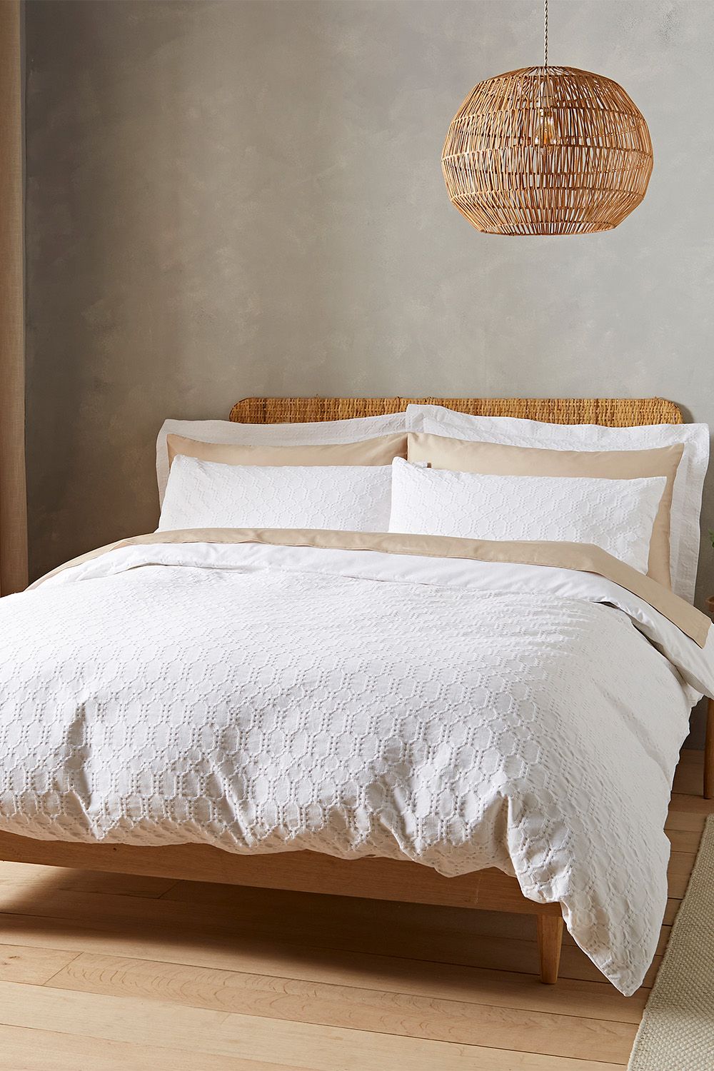 Bianca 'Waffle Cotton Circle' Duvet Cover Set in White