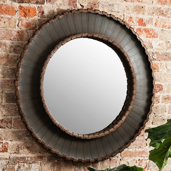 Nuremberg Wall Mirror Round In Rustic Aged Metal