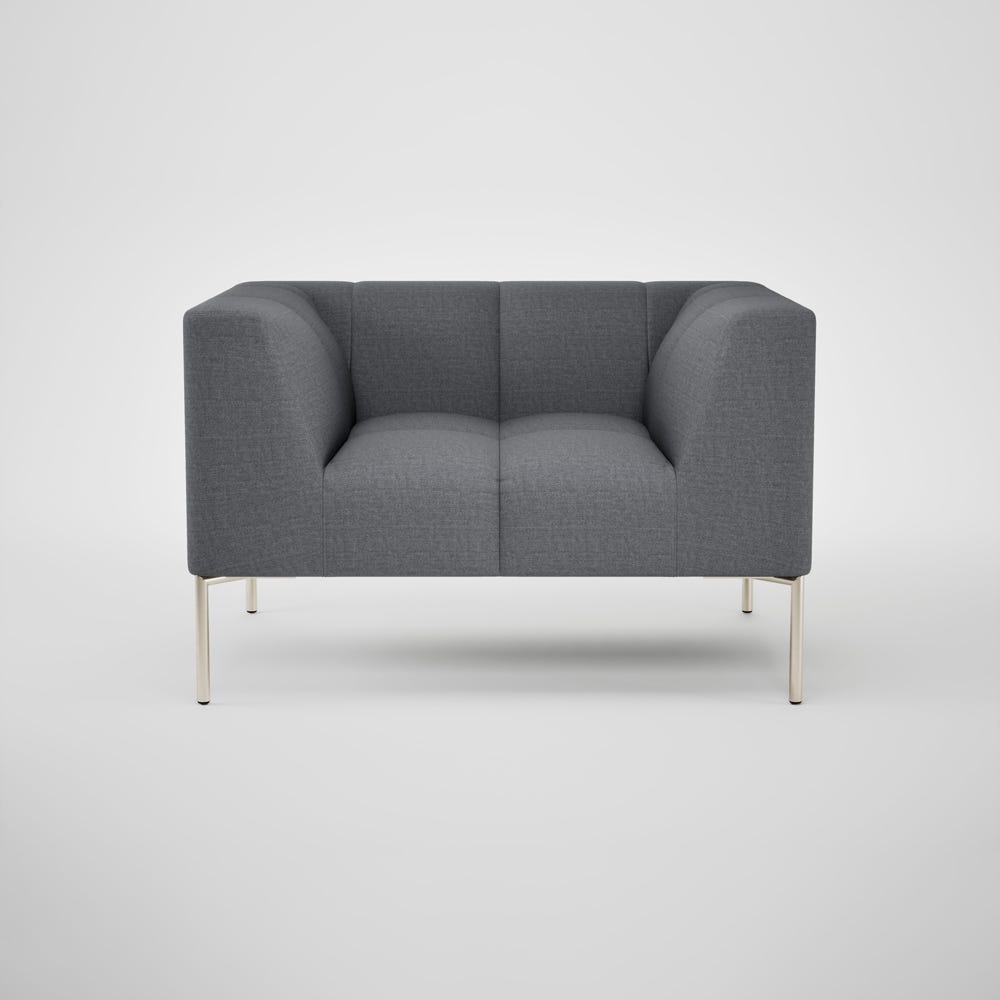 Heal's Quadro Armchair St Moritz Wool Blue 150 Stainless Steel Feet 2