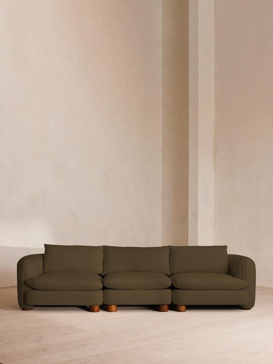 Vivienne Modular Sofa, Four Seater, Linen, Olive