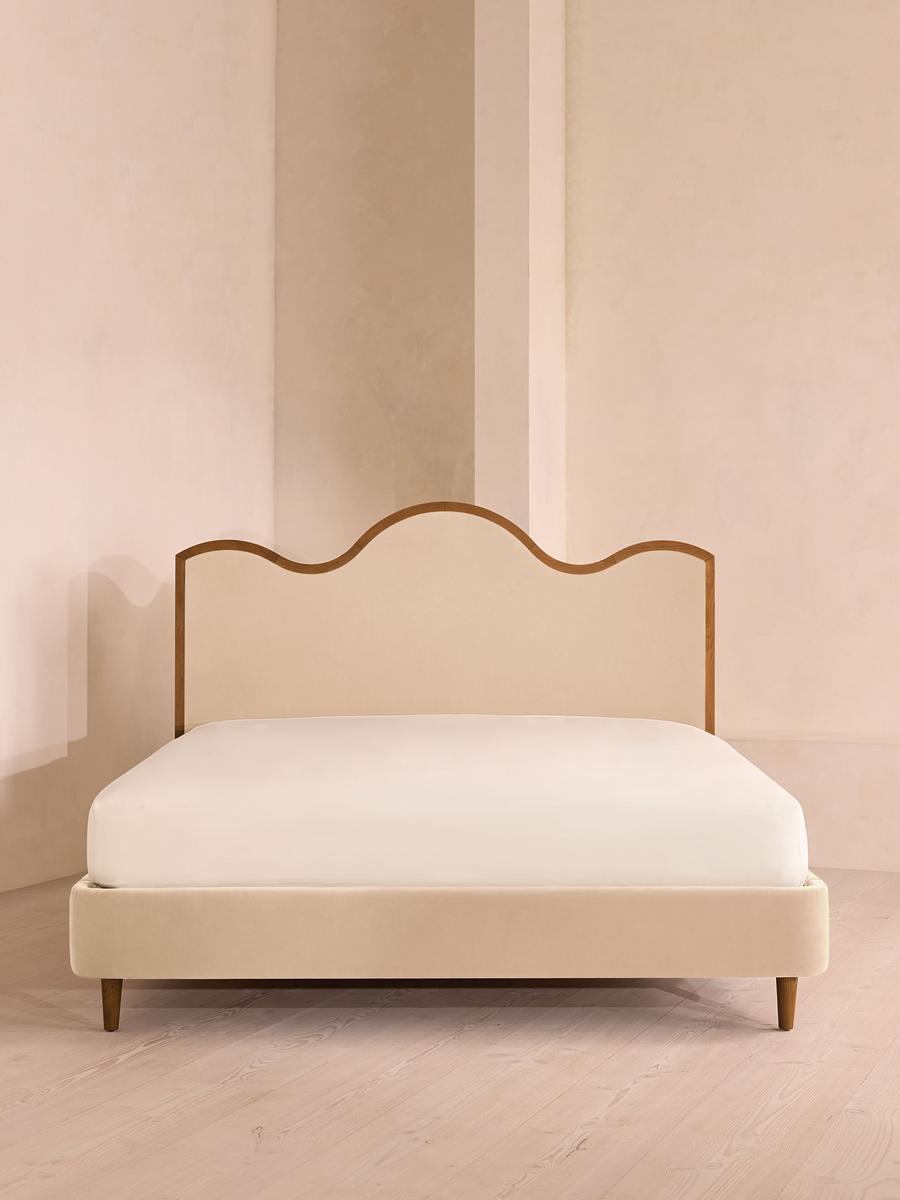 Aubrey Bed, King, Velvet, Porcelain
