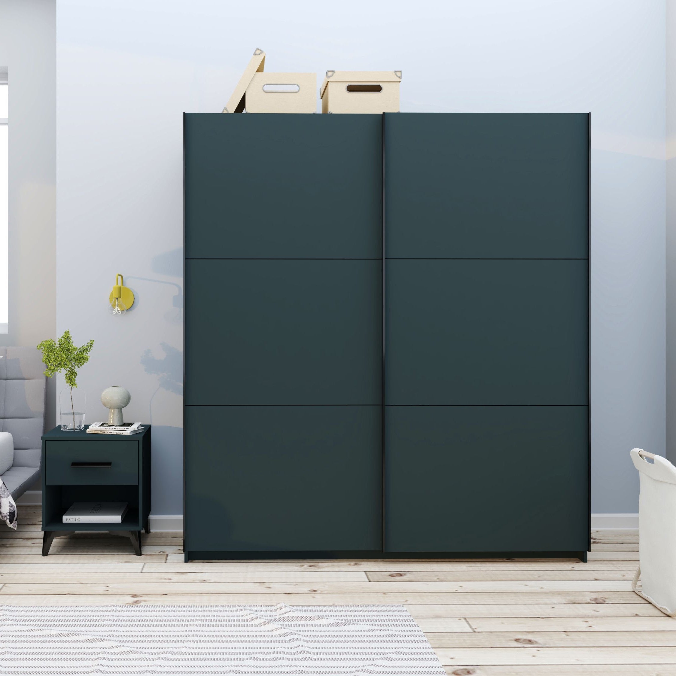 Norland Anthracite 2 Door Sliding Wardrobe Dark Grey
