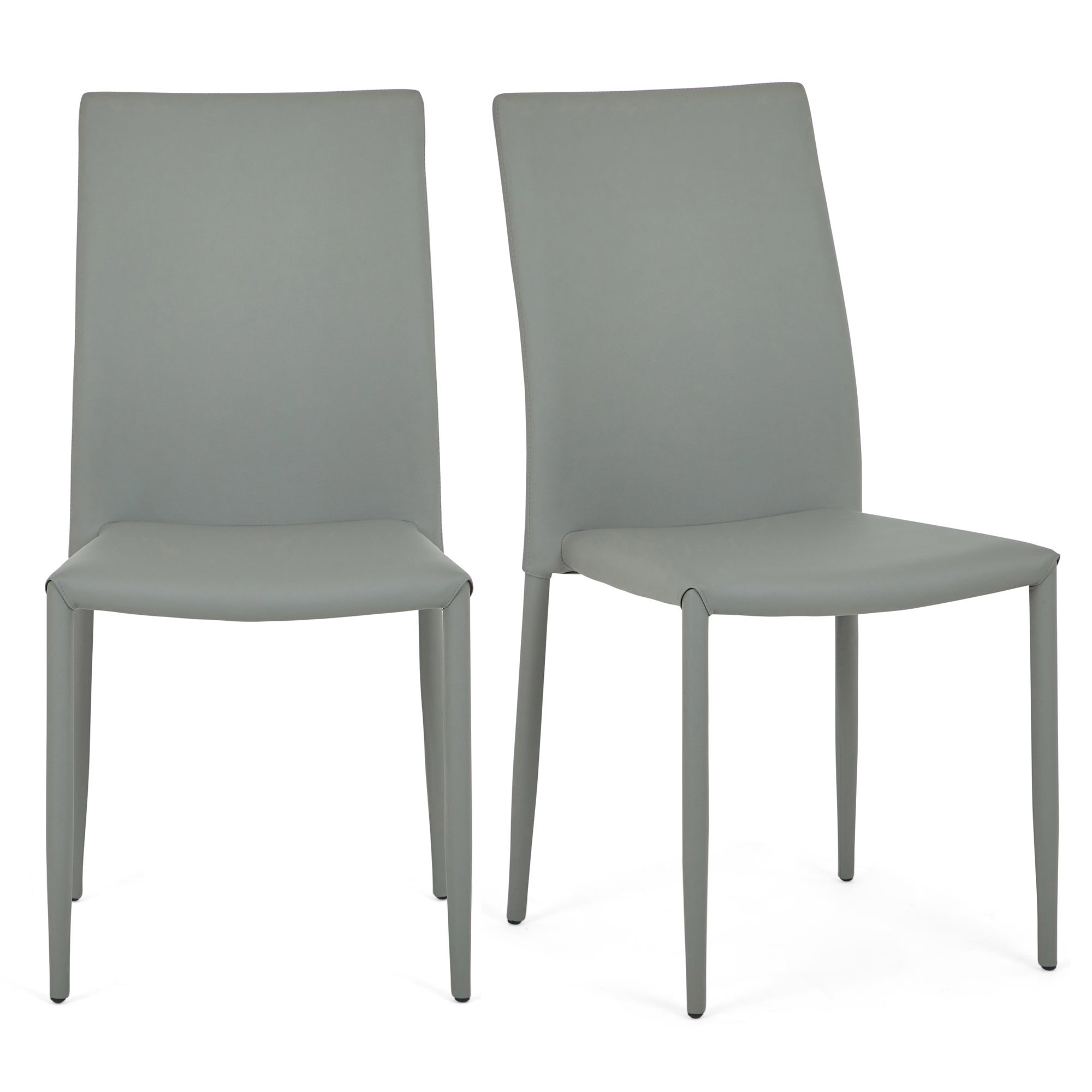 Axel Set of 2 Dining Chairs Grey PU Leather Grey