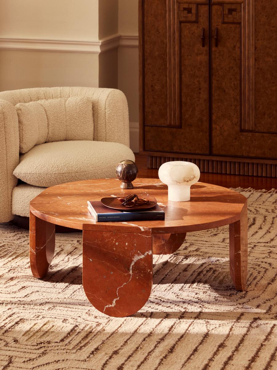 Tobias Coffee Table, Rosso Alicante Marble