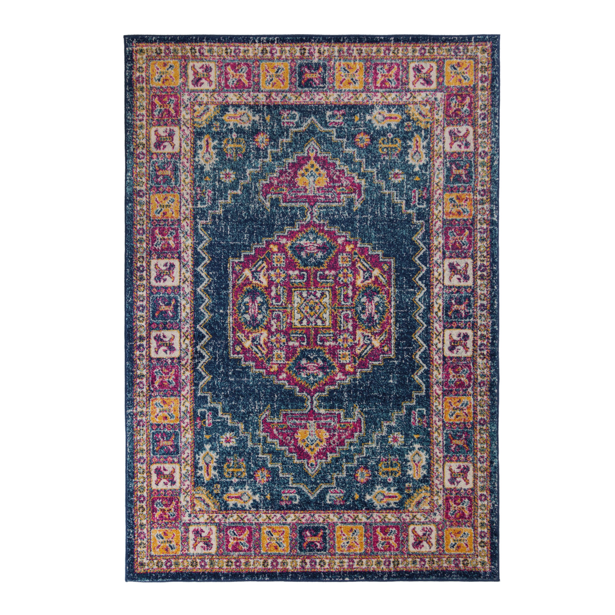 Urban Traditional Rug Pink, Blue and Yellow