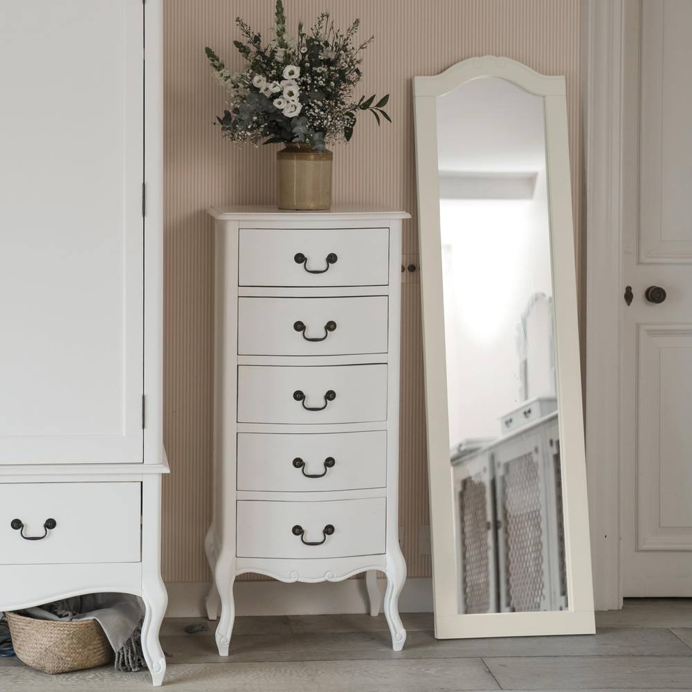 Statement Furniture Juliette Large Full Length Leaner Mirror 45x165cm in Ivory