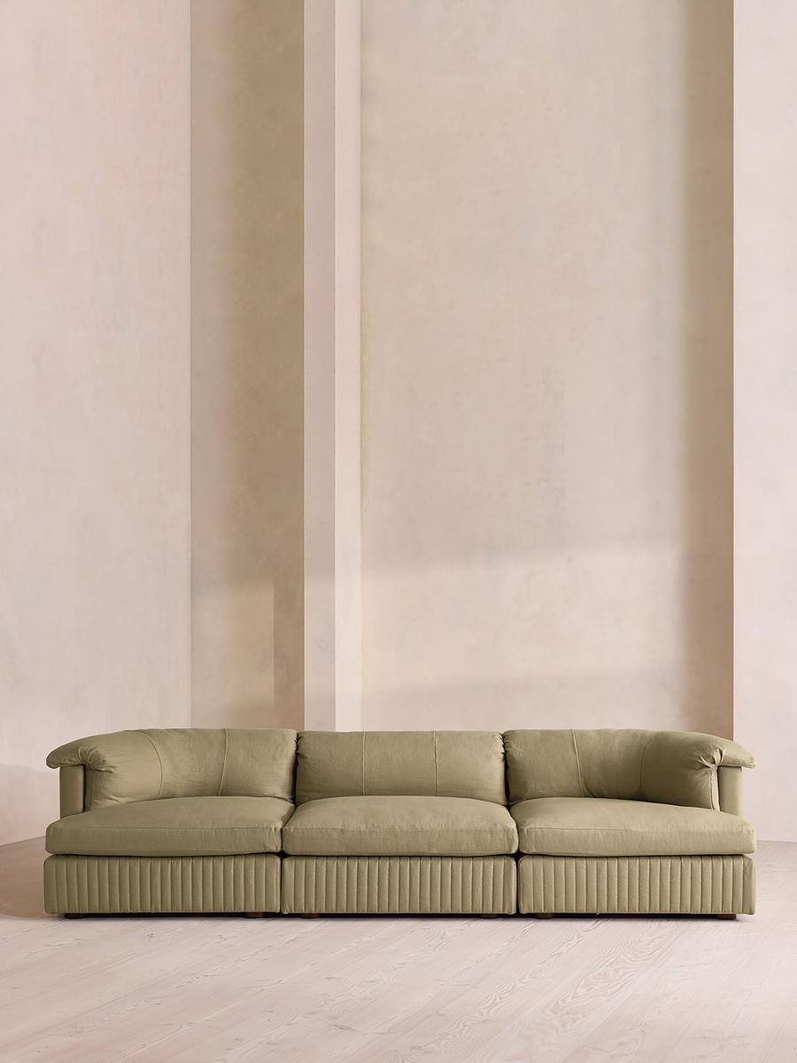 Oona Modular Sofa, Four Seater, Linen, Sage