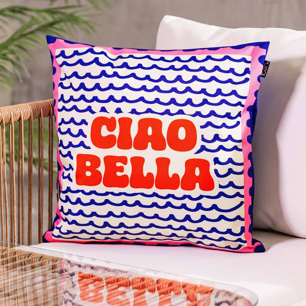 icon Cushion 43x43cm Ciao Bella Print in Blue