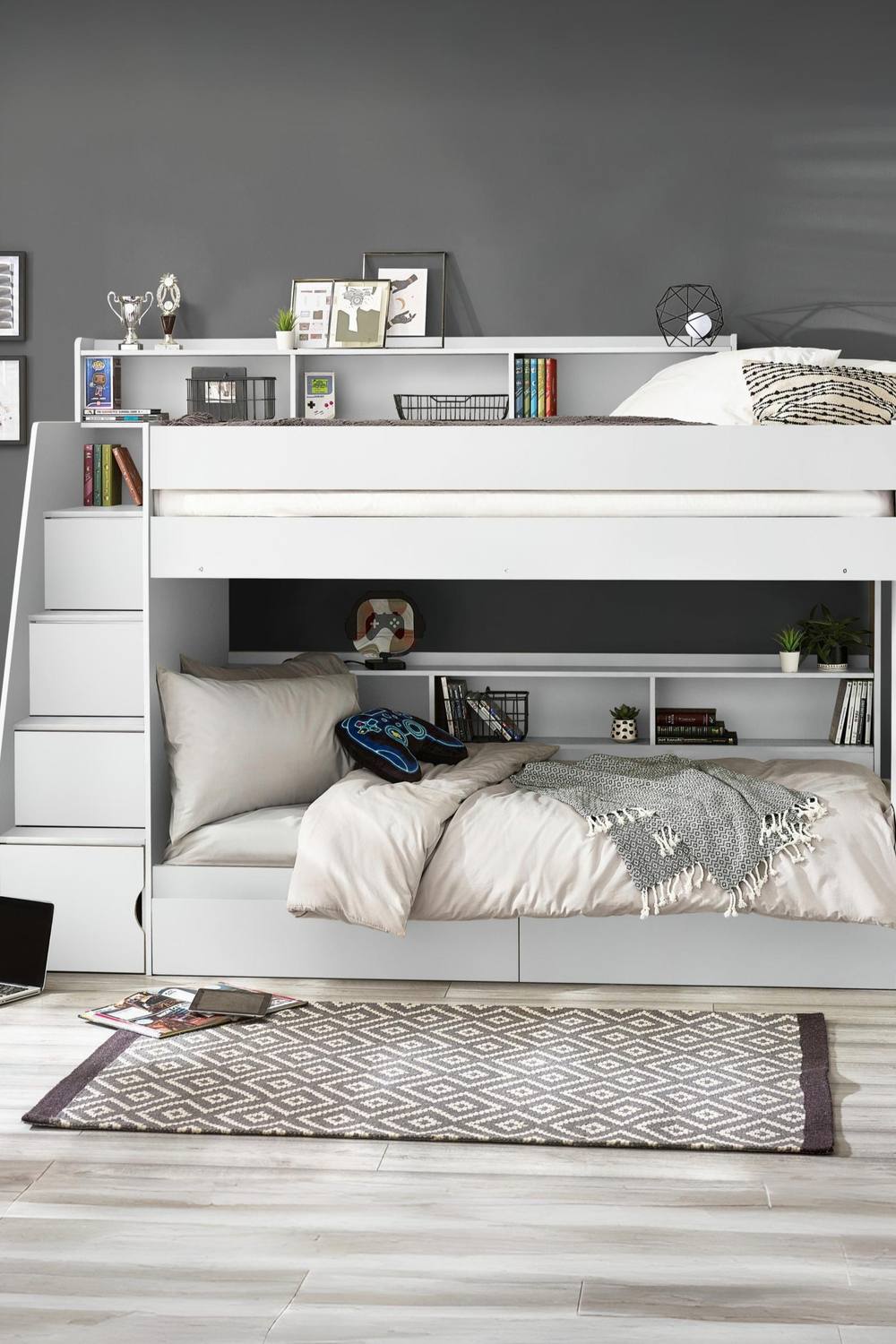 Julian Bowen Camelot Staircase Bunk Bed in White