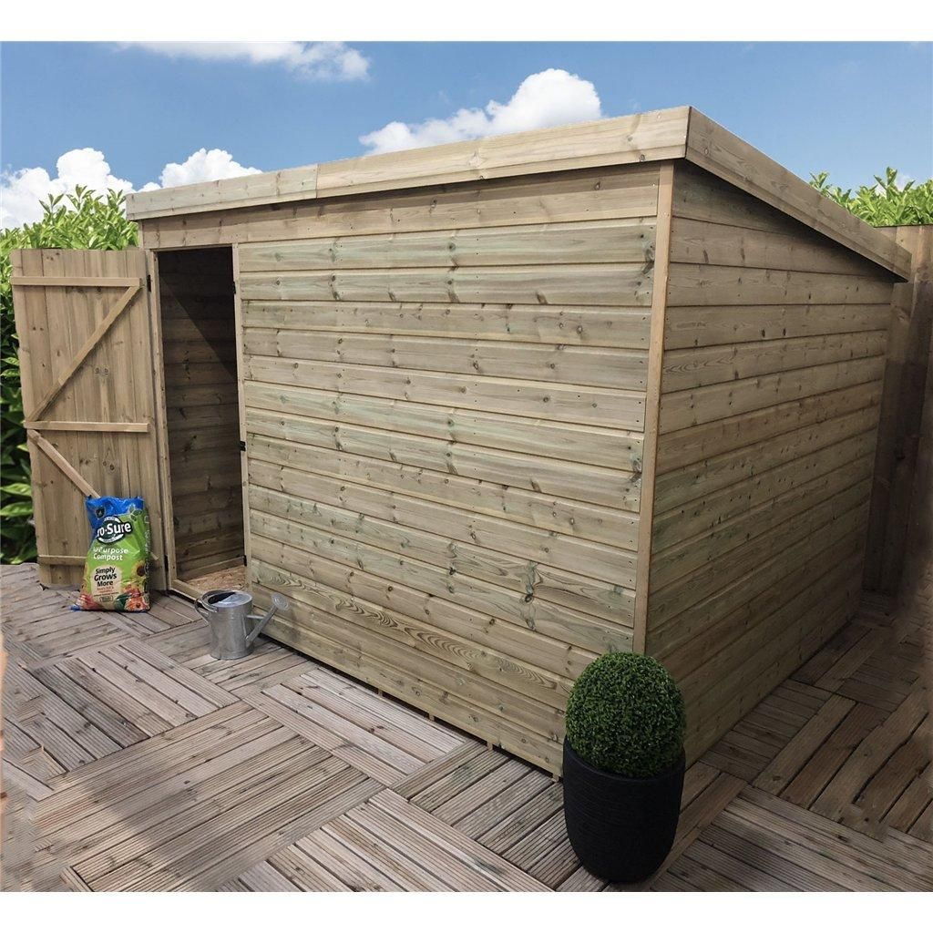 Marlborough 9 x 3 Pressure Treated Pent Garden Shed with Single Door in Natural 4
