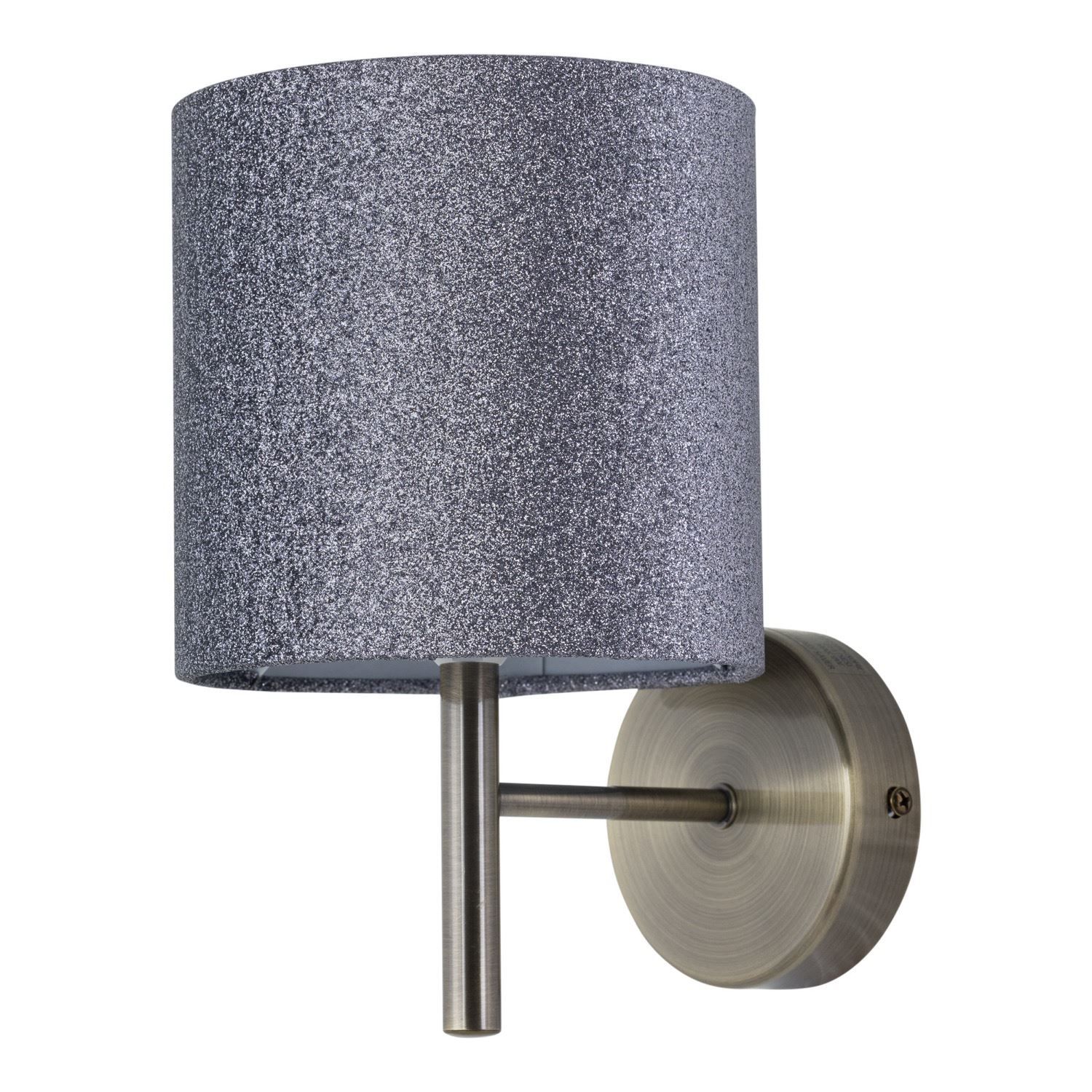 First Choice Lighting Brea - Antique Brass Wall Light with Silvery Glitter Shade in Gold