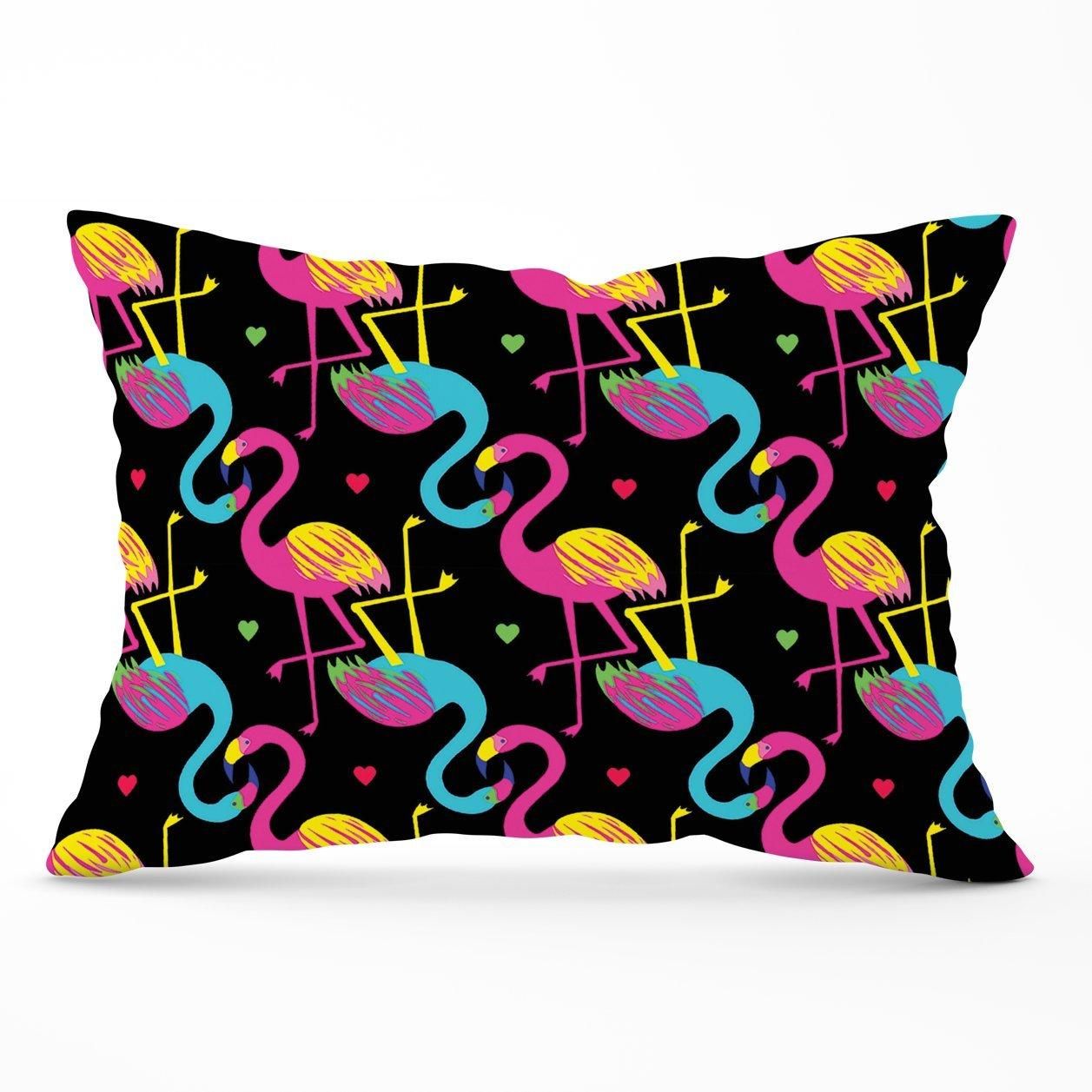 Warren Reed - Designer Vivid Flamingo Pattern Cushions in Black