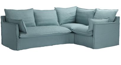 Isaac Asym: LHF 2 Seat Sofa Bed w RHF Single in Lagoon Brushed Linen Cotton - sofa.com