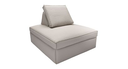 Harry Large Pouffe with bolster cushion in Stone Brushed Linen Cotton - sofa.com