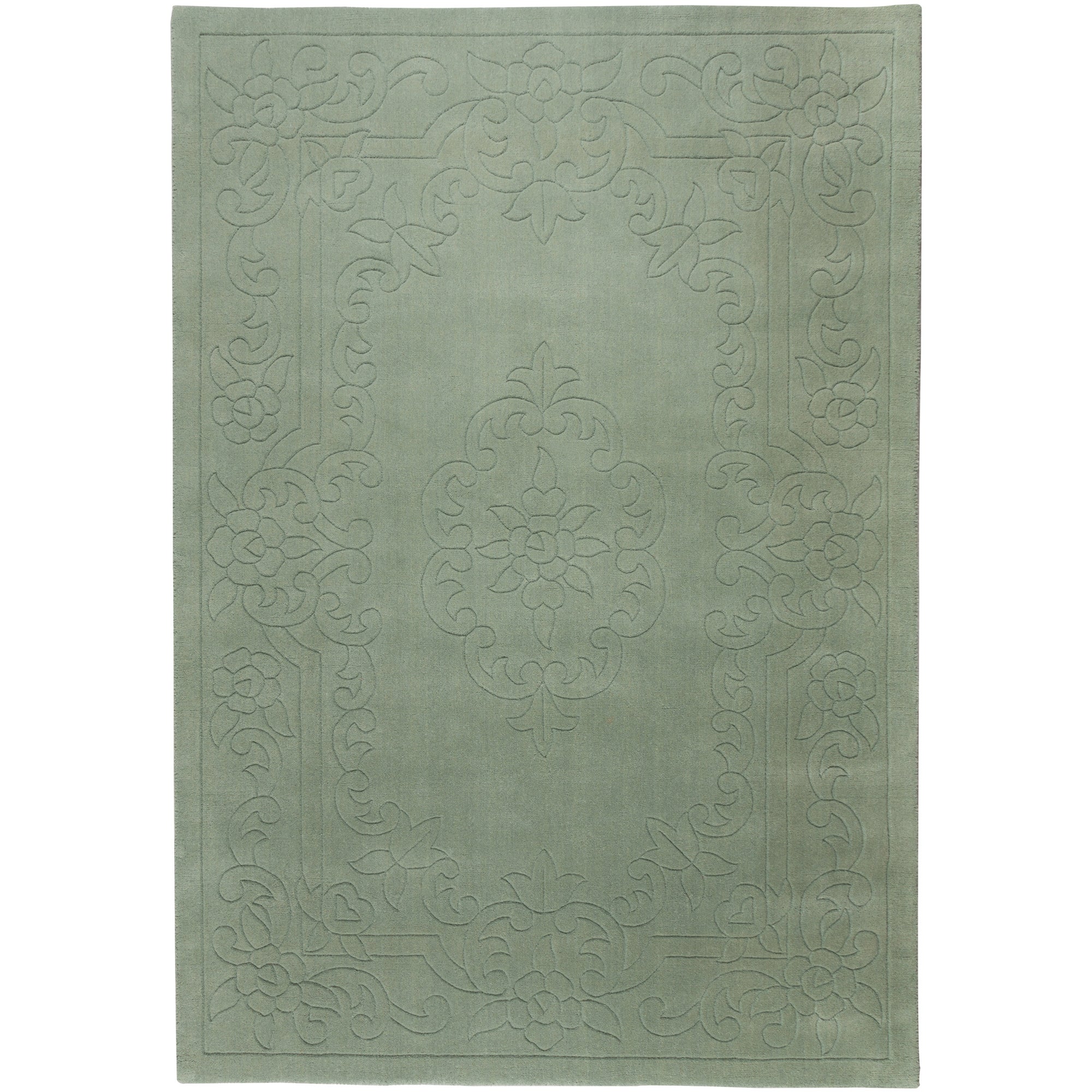 Traditional Sage Wool Rug Green