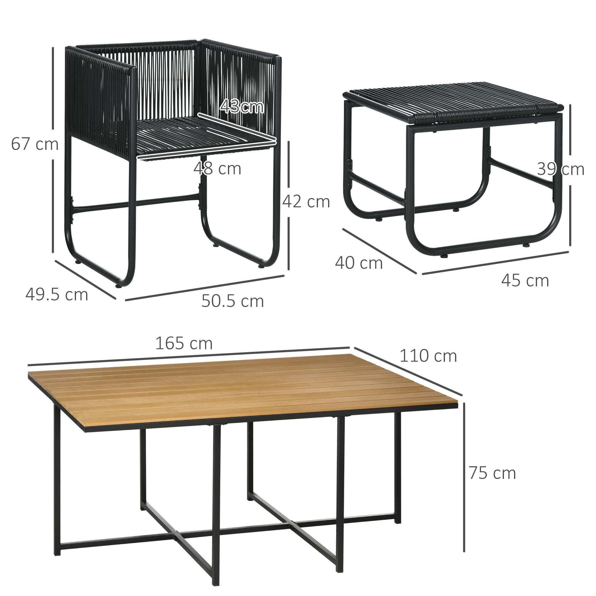 OUTSUNNY 11-PC Rattan Dining Set, 10-seater Table & Chair Sets with Space-saving Design in Black 3
