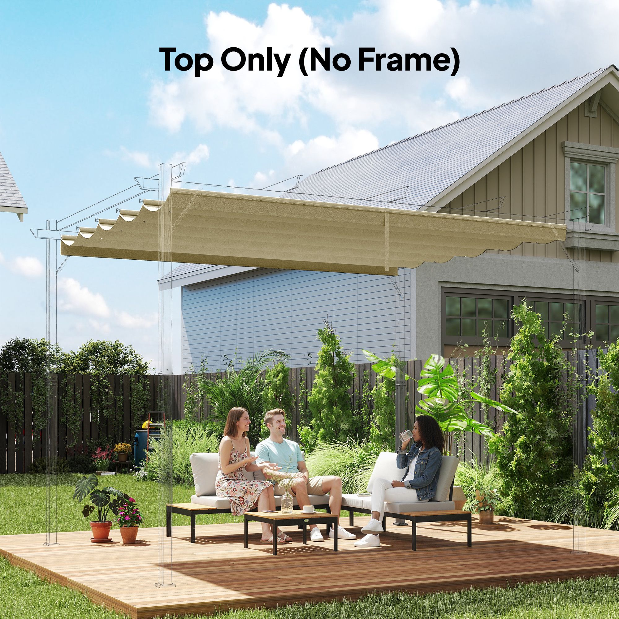 OUTSUNNY 3.5x2.6 m Pergola Cover Replacement for 4x3 m Frame in Beige