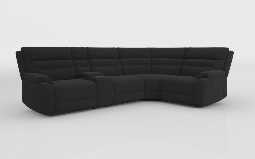 Black Fabric Fenton 3 Corner 1 Sofa with Media Console