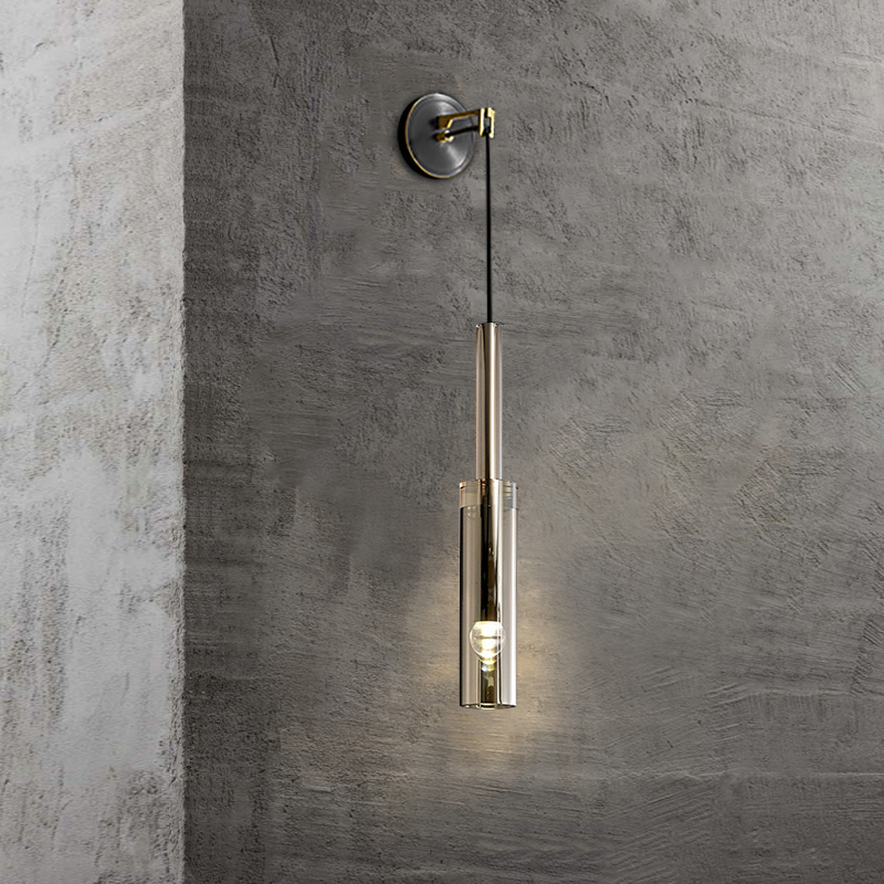 Minimalist Hanging Wall Light 1-Light Clear Armed Sconce Crystal Indoor Wall Lighting