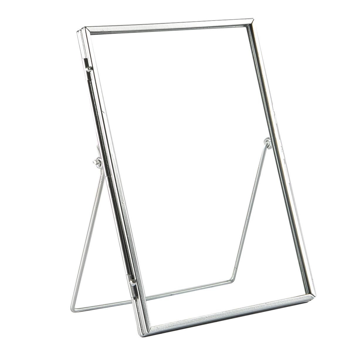 Nicola Spring Standing Metal Photo Frame - 6" x 8" - Picture Display Poster Frame in Silver