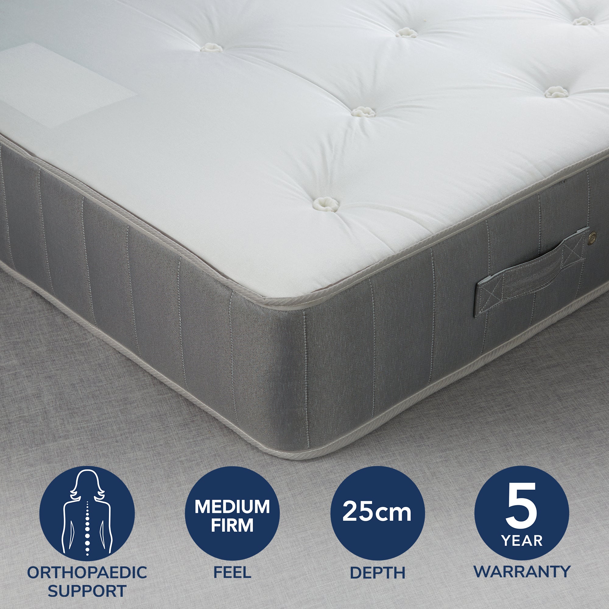Fogarty Medium Firm Orthopaedic Open Coil Mattress White