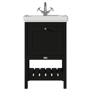 Bayswater Hartleigh Matt Black Traditional Freestanding Vanity Unit & 1 Tap Hole White Recessed Basin - 500mm