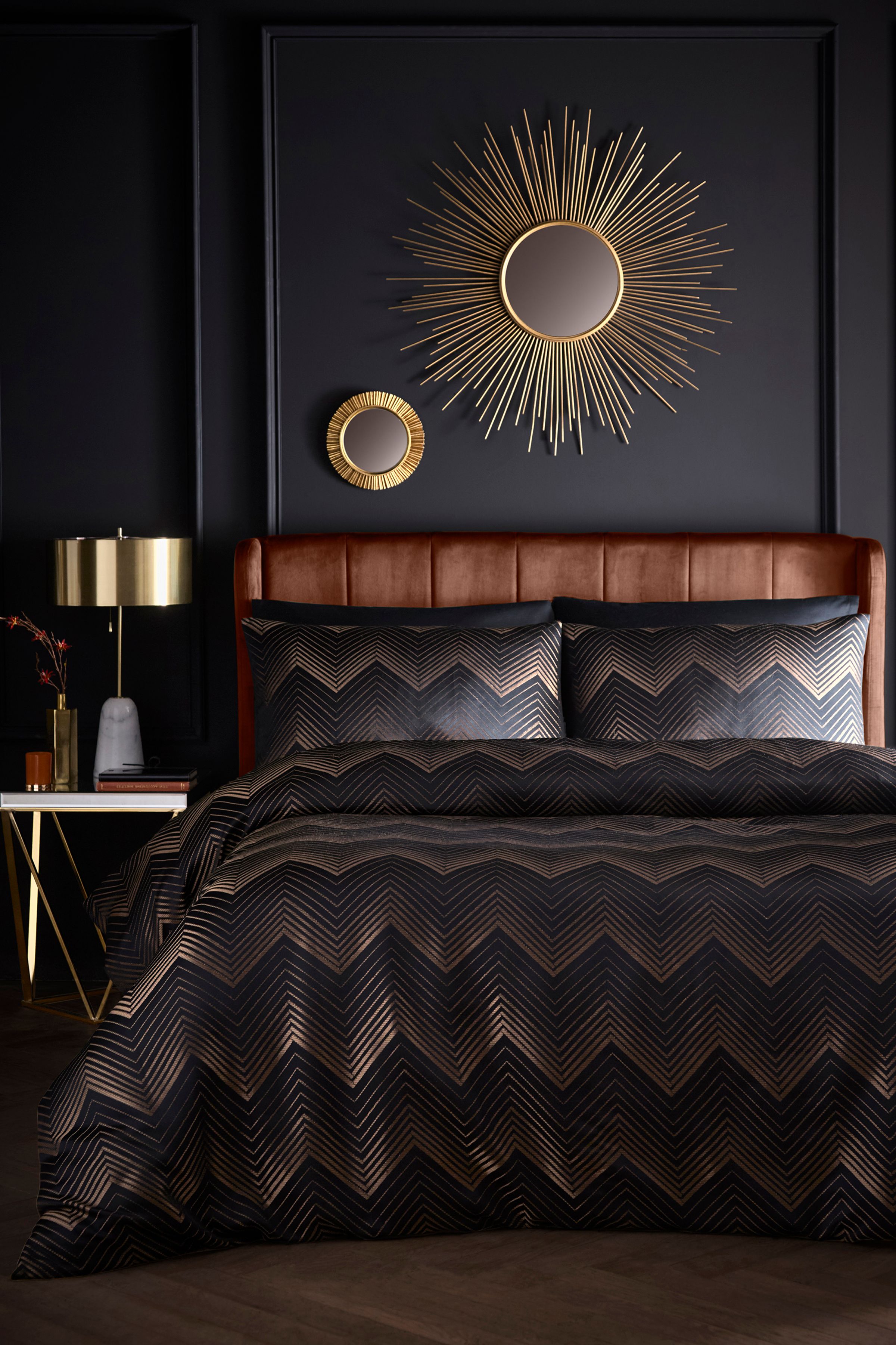Laurence Llewelyn-Bowen 'Cocktail' Geometric Jacquard Duvet Cover Set in Black 1