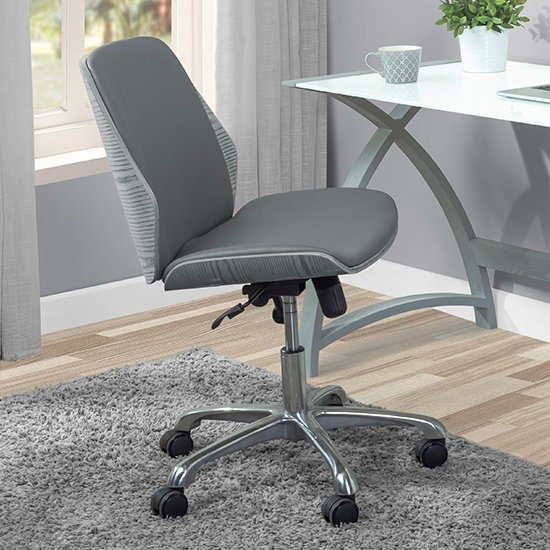 Vikena Faux Leather Office Chair In Grey