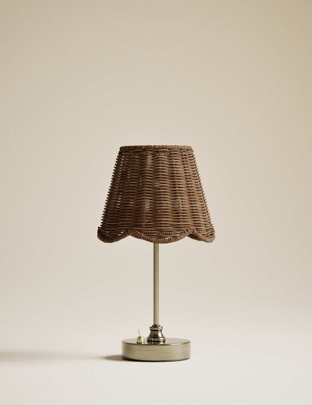 M&S Wicker Scallop Rechargeable Table Lamp Antique Brass