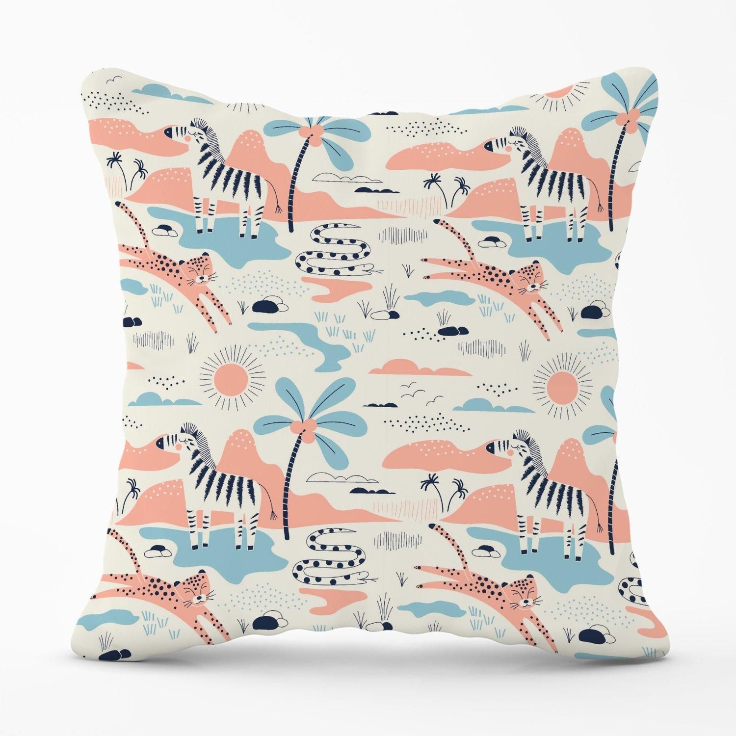 Warren Reed - Designer Wild Savannah Park Outdoor Cushion in Pink