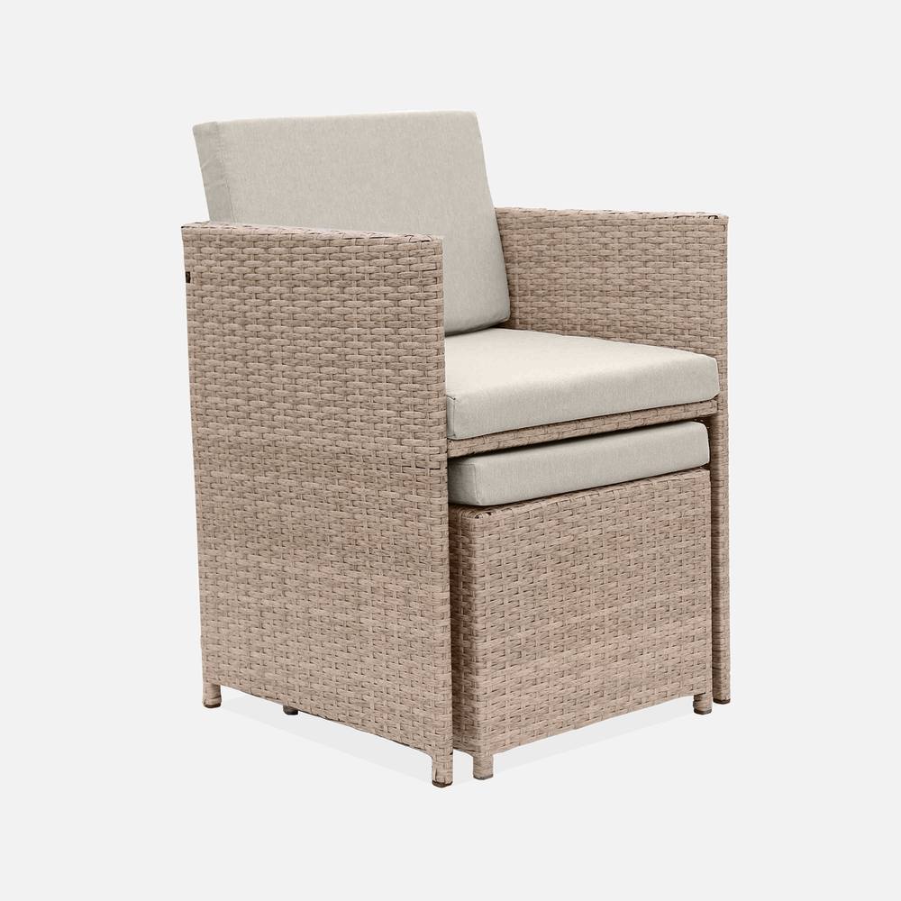 sweeek 6 To 10-seater Rattan Cube Table Set With Chairs in Beige 3