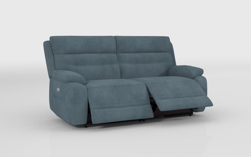 Blue Fabric Fenton 3 Seater Power Recliner Sofa