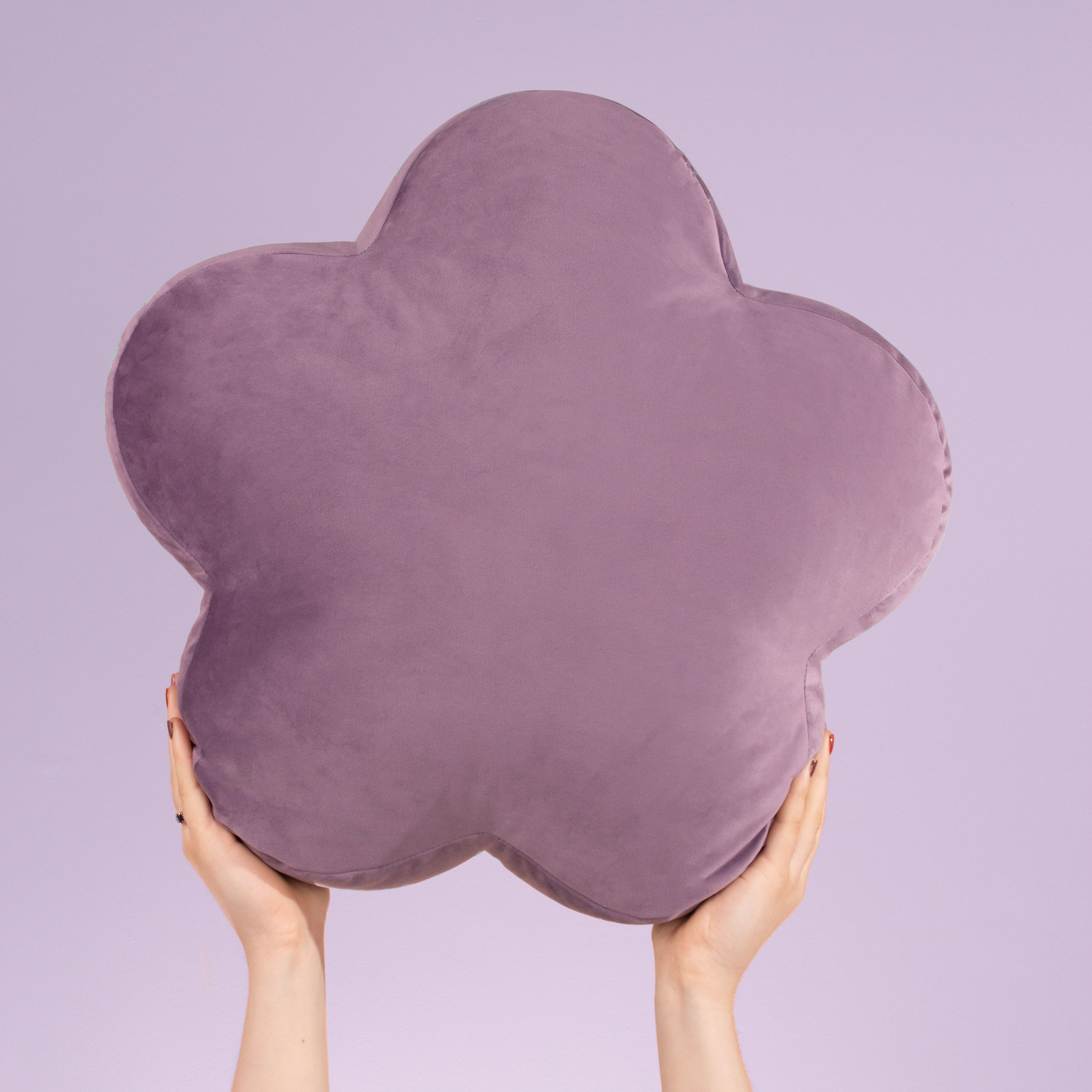 Heya Home Flower Velvet Reversible Ready Filled Cushion in Lilac