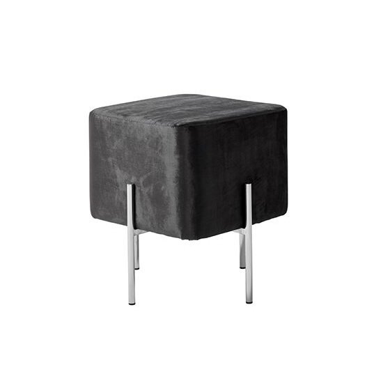 Ryman Stool In Black Velvet And Polished Stainless Steel