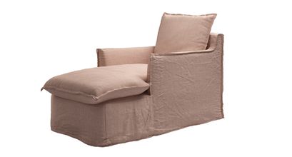 Isaac Chaise Armchair in Blush Pure Belgian Linen - sofa.com