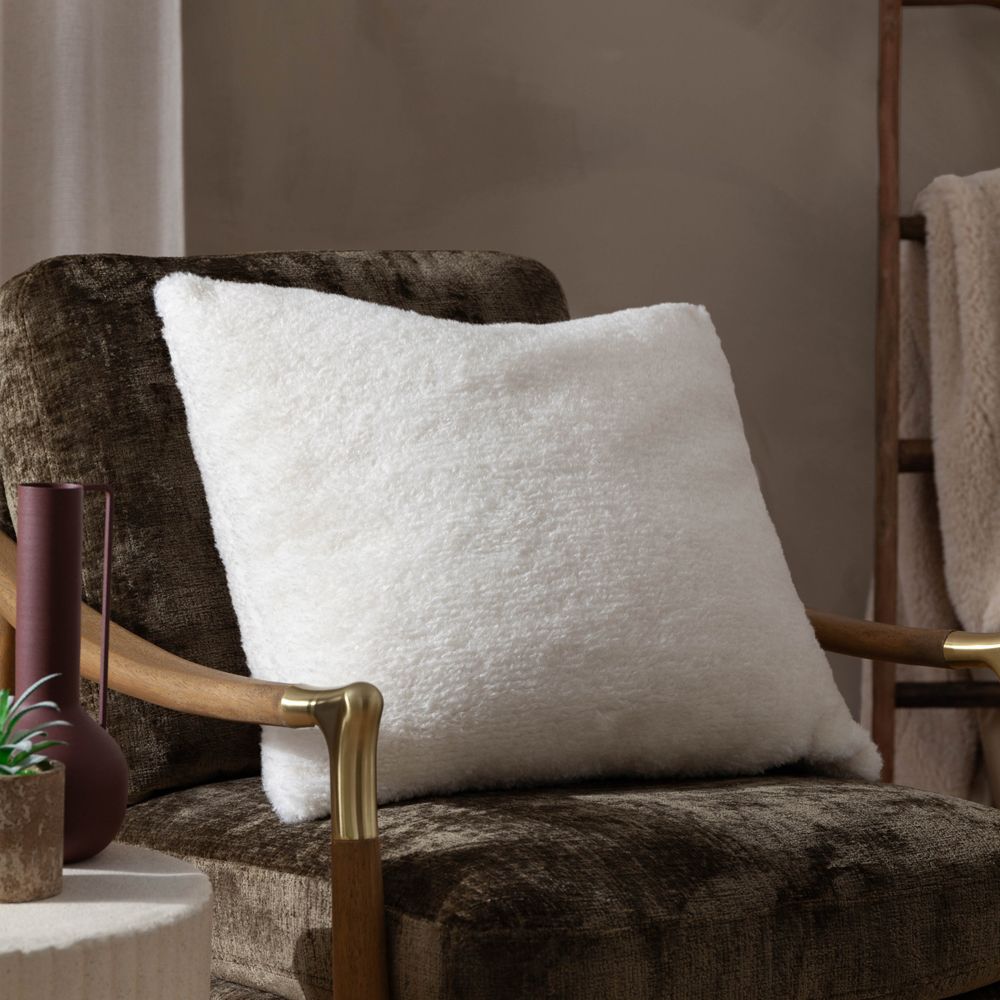Yard Olann Faux Shearling Cushion in White