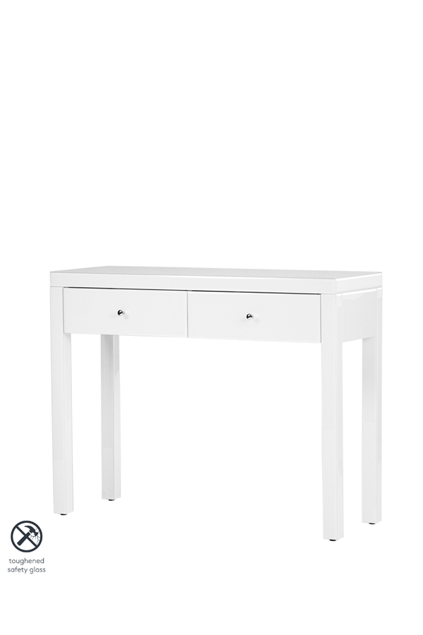Pimlico White Glass Dressing Table with 4 Legs