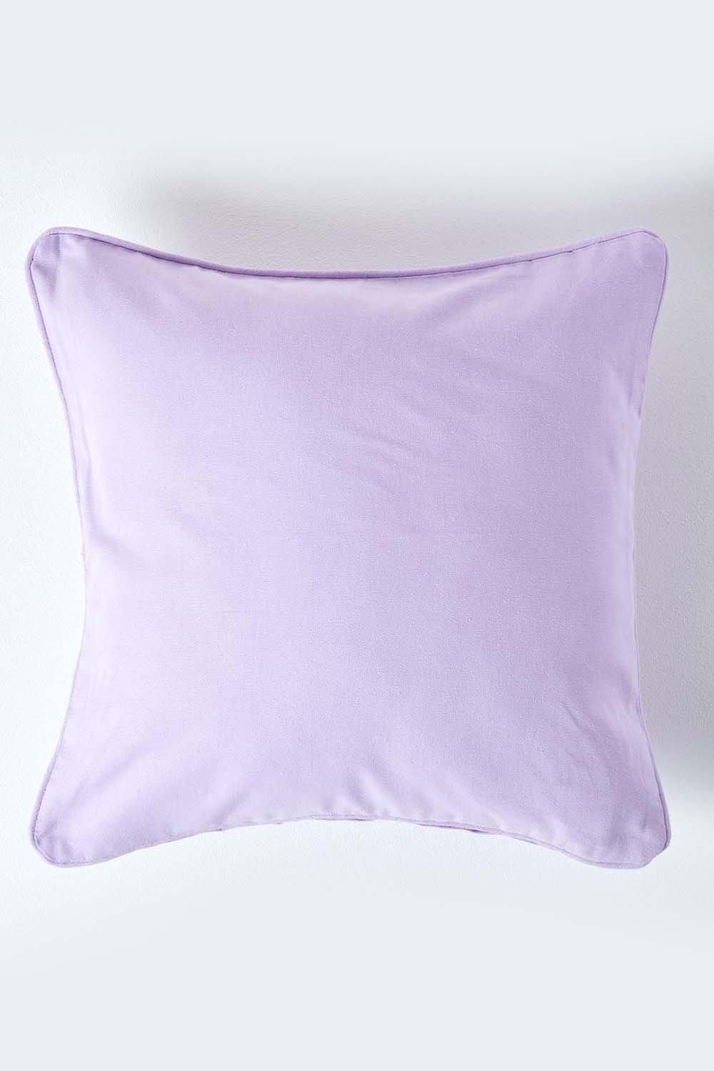 Homescapes Cotton Plain Cushion Cover in Mauve