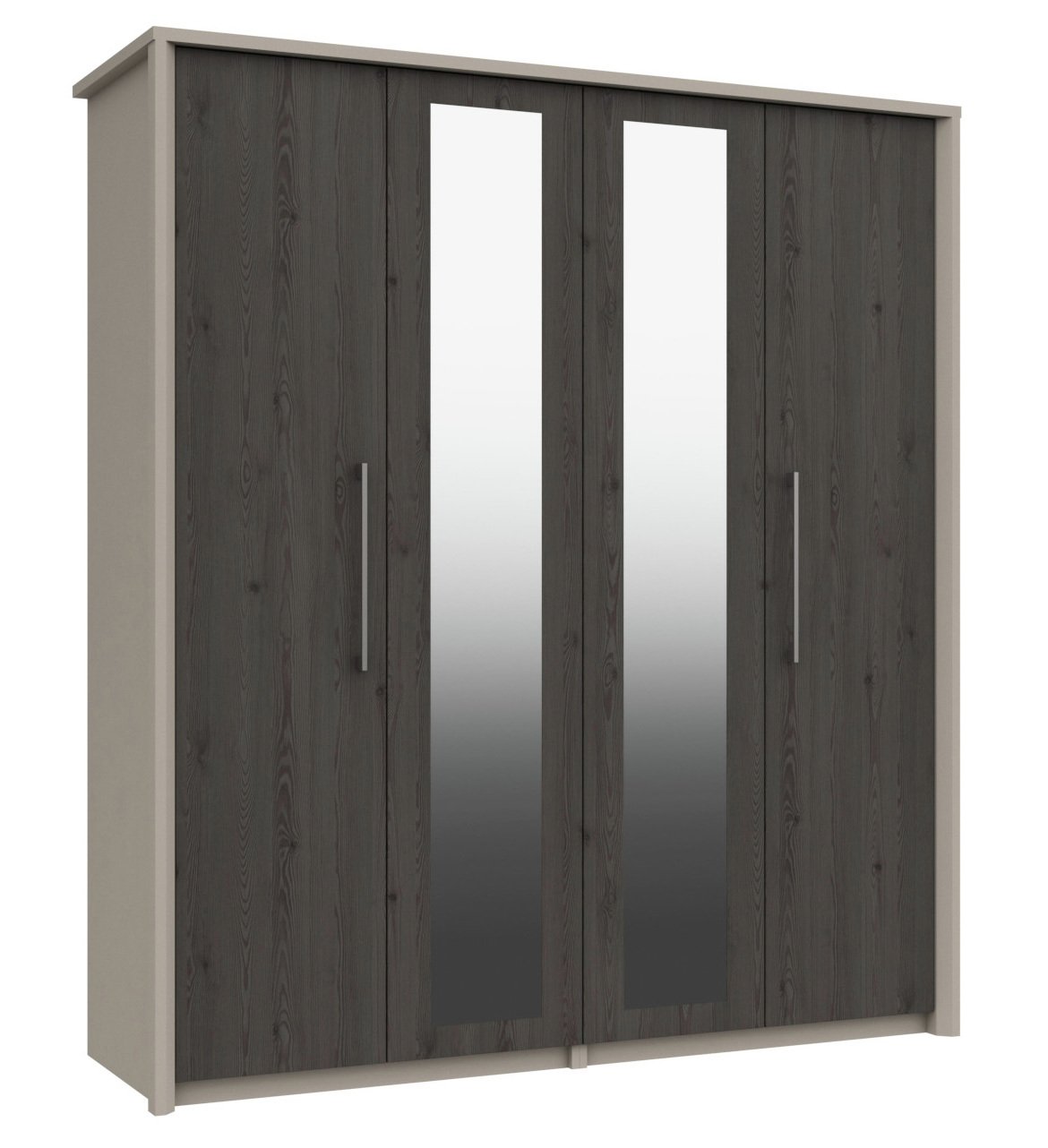 Lancaster 4 Door 2 Mirror Wardrobe - Dark Grey